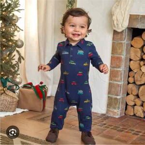 Little Sleepies “Tree Traffic” play onesie button crescent 6-12m